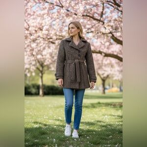 Dollhouse Dark Brown and Black Pea Coat
